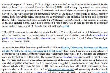 ISER's Press Statement: 2022 Universal Periodic Review (UPR)