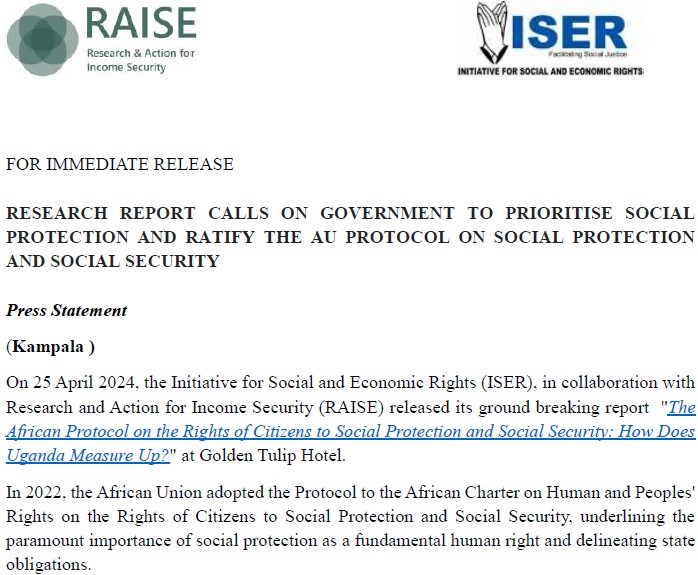 Research Report Calls on Government to Prioritise Social Protection and Ratify the AU Protocol on Social Protection and Social Security