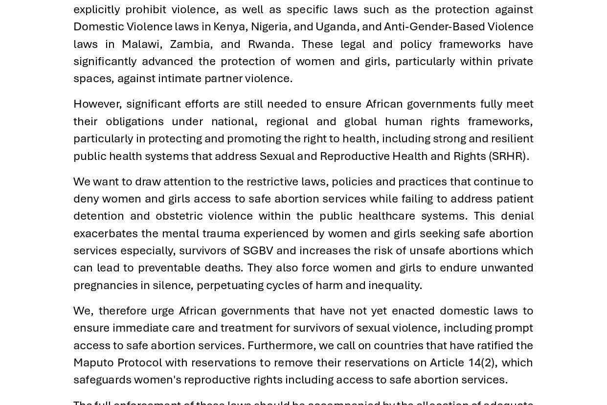 Joint Statement on World Human Rights Day: Ending Violence Against Women and Girls – A Call for Action and Accountability in Africa