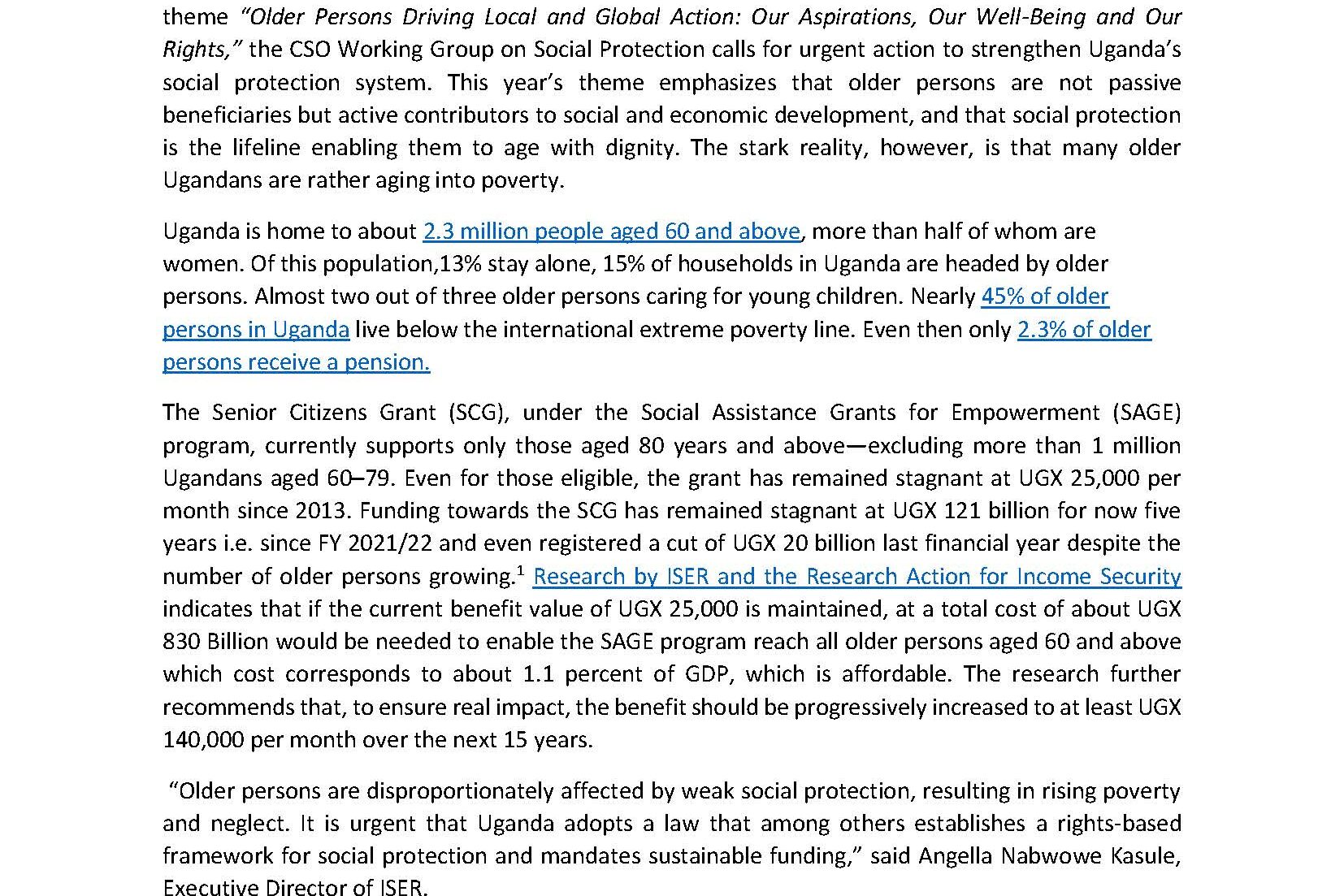 Aging into Poverty: A Strengthened Social Protection System Remains a Lifeline for Older Persons in Uganda
