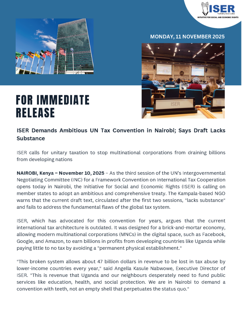Press Release –  ISER Demands Ambitious UN Tax Convention in Nairobi
