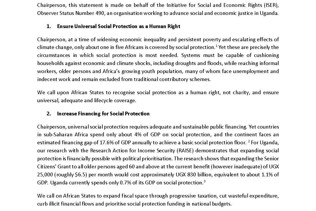 Oral Statement to 89th Ordinary Session of African Commission on Human and Peoples Rights (ACHPR)